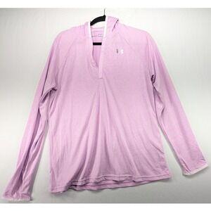 Under Armour HeatGear Womens Large Purple Heathered Long Sleeve V-Neck Hoodie